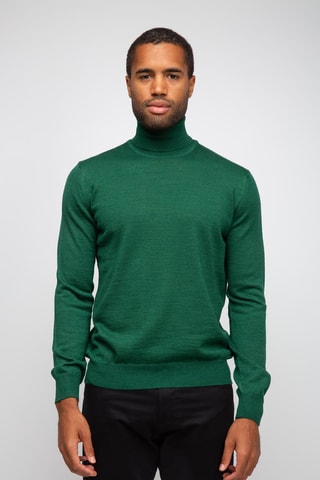 Pull 50% laine et 50% acrylique - Col roulé - Vert