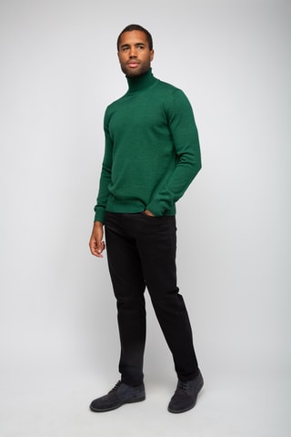 Pull 50% laine et 50% acrylique - Col roulé - Vert