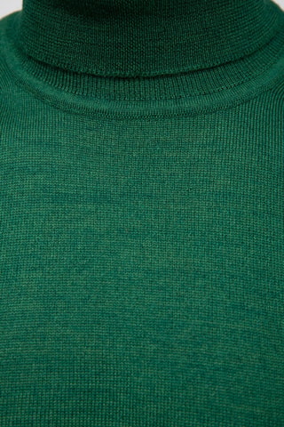 Pull 50% laine et 50% acrylique - Col roulé - Vert