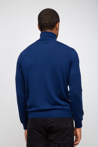 Pull 50% laine et 50% acrylique - Col roulé - Bleu marine