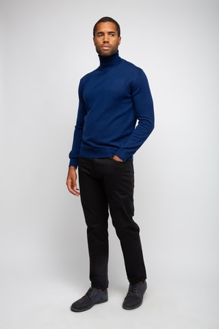 Pull 50% laine et 50% acrylique - Col roulé - Bleu marine