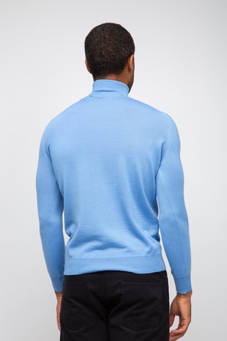 Pull  50% laine et 50% acrylique - Col roulé - Bleu