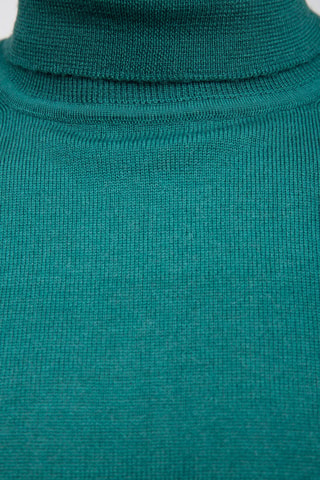 Pull  50% laine et 50% acrylique - Col roulé - Bleu