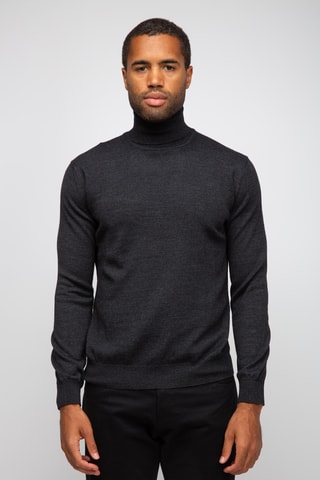 Pull 50% laine et 50% acrylique - Col roulé - Anthracite
