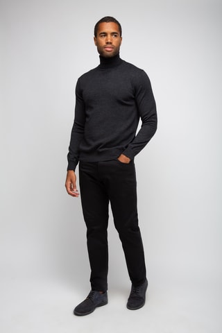 Pull 50% laine et 50% acrylique - Col roulé - Anthracite