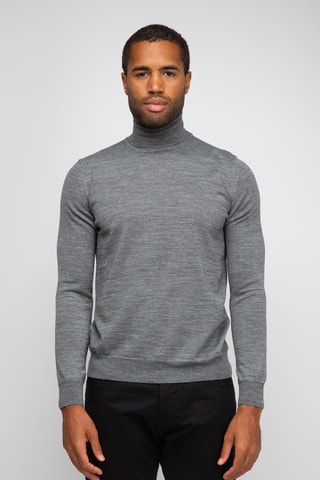 Pull 50% laine et 50% acrylique - Col roulé - Gris