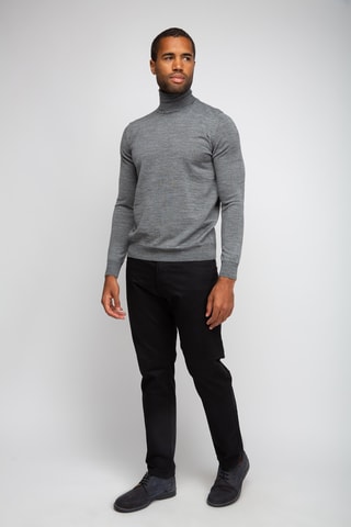 Pull 50% laine et 50% acrylique - Col roulé - Gris