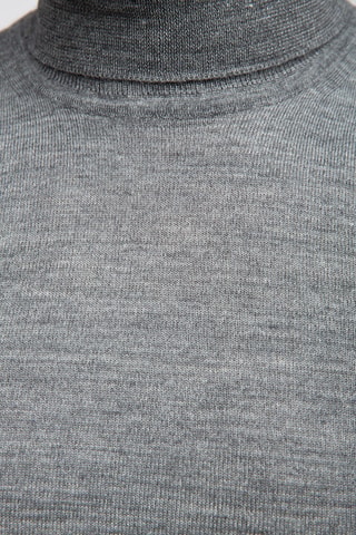 Pull 50% laine et 50% acrylique - Col roulé - Gris