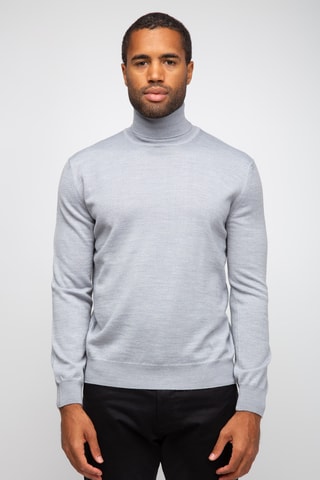 Pull 50% laine et 50% acrylique - Col roulé - Gris