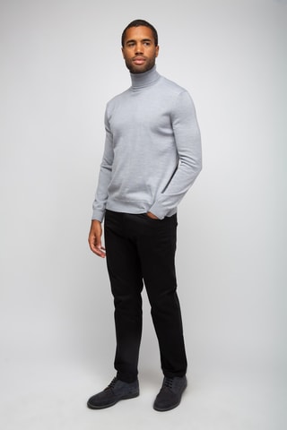 Pull 50% laine et 50% acrylique - Col roulé - Gris