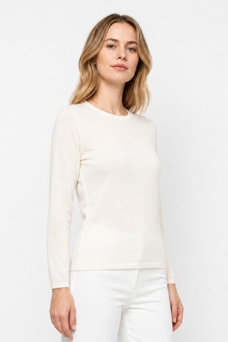 Camisola 100% caxemira - Gola redonda - Branco