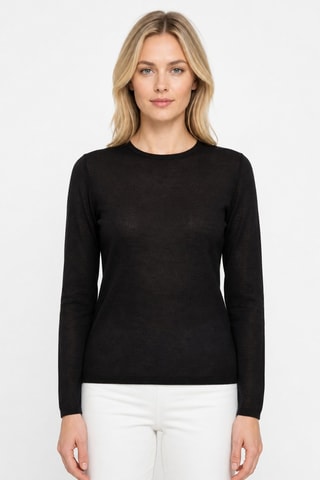 Camisola 100% caxemira - Gola redonda - Preto