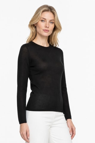 Camisola 100% caxemira - Gola redonda - Preto
