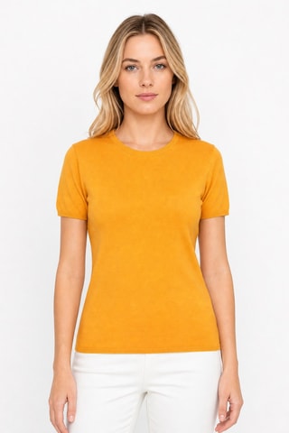 T-shirt 35% cachemire, 35% soie et 30% laine - Orange
