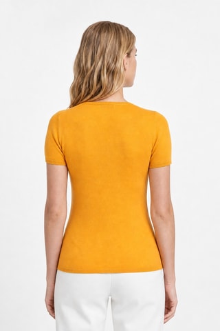 T-shirt 35% cachemire, 35% soie et 30% laine - Orange