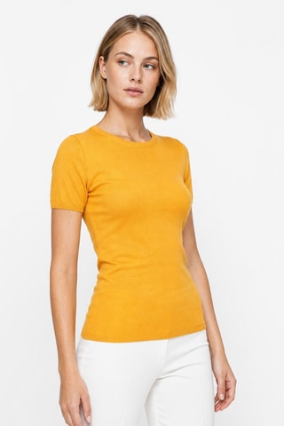 T-shirt 35% cachemire, 35% soie et 30% laine - Orange