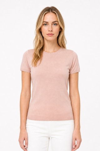 T-shirt 35% cachemire, 35% soie et 30% laine - Beige