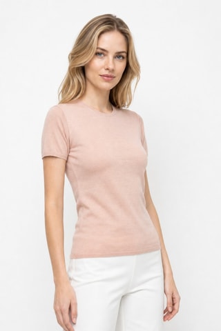 T-shirt 35% cachemire, 35% soie et 30% laine - Beige