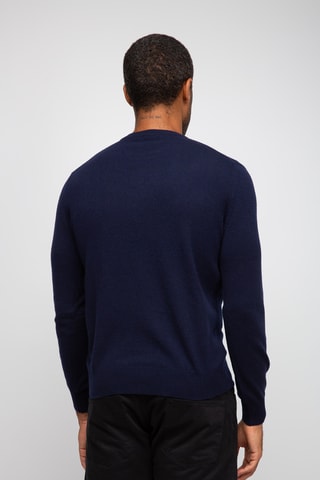 Pull 100% cachemire, 2 fils - Col rond - Bleu marine
