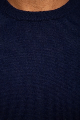 Pull 100% cachemire, 2 fils - Col rond - Bleu marine