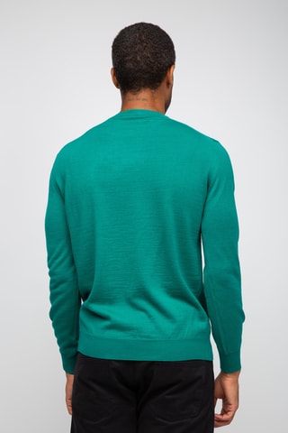 Pull 50% laine et 50% acrylique - Col rond - Bleu