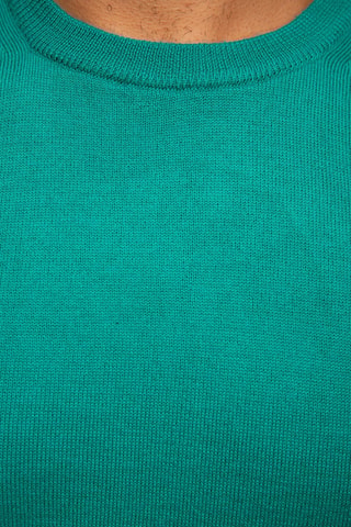 Pull 50% laine et 50% acrylique - Col rond - Bleu