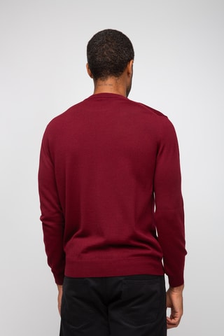 Pull 50% laine et 50% acrylique - Col rond - Bordeaux