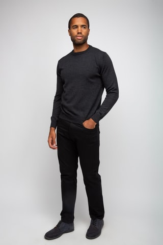 Pull 50% laine et 50% acrylique - Col rond - Anthracite