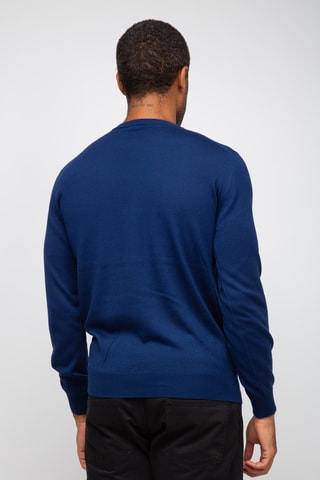 Pull 50% laine et 50% acrylique - Col rond - Bleu marine