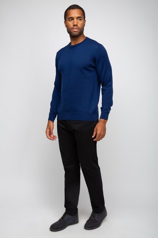 Pull 50% laine et 50% acrylique - Col rond - Bleu marine