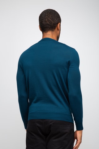Pull 50% laine et 50% acrylique - Col rond - Bleu marine