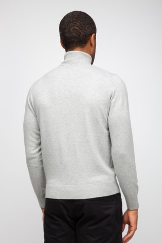 Pull 95% coton et 5% cachemire - Col roulé - Gris chiné
