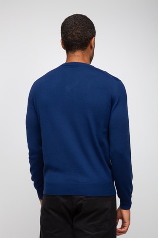Pull 50% laine et 50% acrylique - Col en V - Bleu marine
