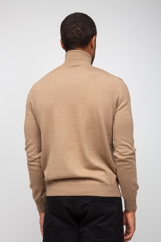 Pull 50% laine et 50% acrylique - Col roulé - Beige