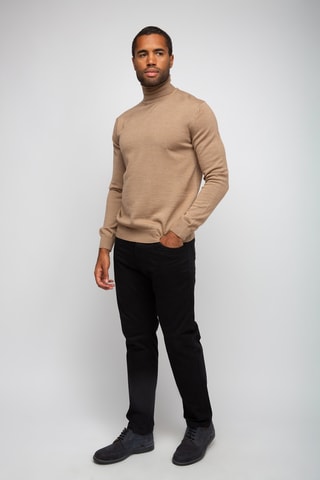 Pull 50% laine et 50% acrylique - Col roulé - Beige