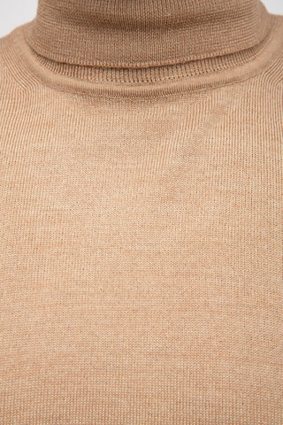 Pull 50% laine et 50% acrylique - Col roulé - Beige