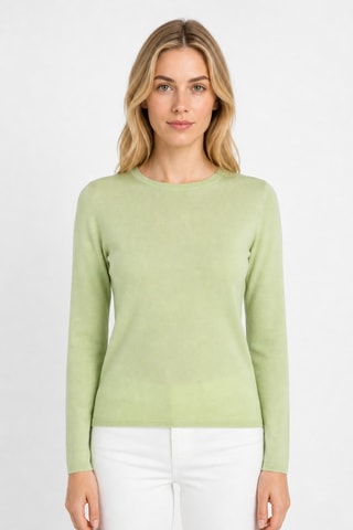 Camisola 100% caxemira - Gola redonda - Verde