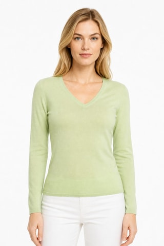 Camisola 100% caxemira ultrafino 2/60 - Gola em V - Verde
