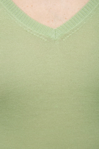 Camisola 100% caxemira ultrafino 2/60 - Gola em V - Verde