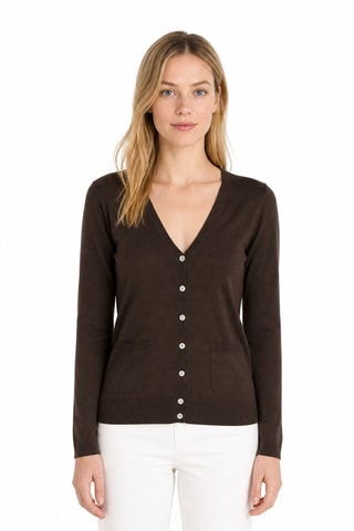 Gilet 35% cachemire, 35% soie et 30% laine - Marron