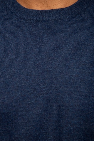 Pull 95% coton et 5% cachemire - Col rond - Bleu foncé