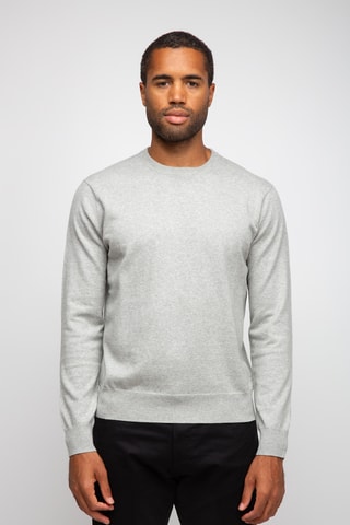 Pull 95% coton et 5% cachemire - Col rond - Gris chiné