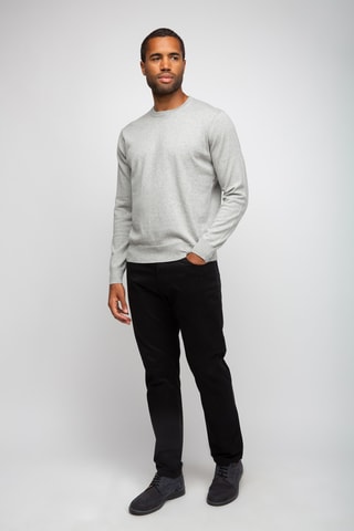 Pull 95% coton et 5% cachemire - Col rond - Gris chiné