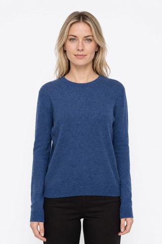 Camisola 100% caxemira, 2 fios - Gola redonda. - Azul