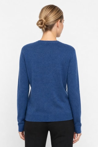 Camisola 100% caxemira, 2 fios - Gola redonda. - Azul