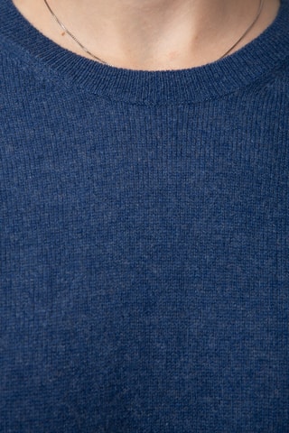 Camisola 100% caxemira, 2 fios - Gola redonda. - Azul