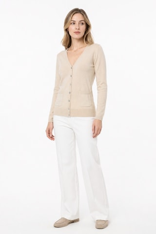 Gilet 35% cachemire, 35% soie et 30% laine - Beige