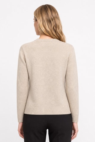 Camisola 77% lã, 20% caxemira e 3% alpaca - Gola redonda. - Bege