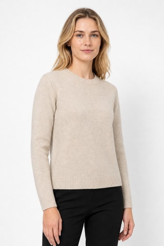 Camisola 77% lã, 20% caxemira e 3% alpaca - Gola redonda. - Bege