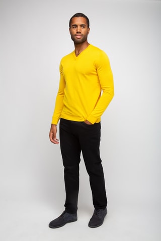 Pull 50% laine et 50% acrylique - Col en V - Jaune